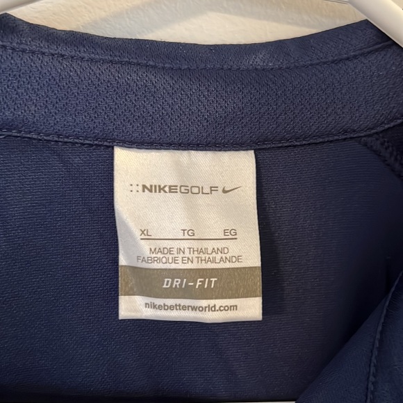 Nike Golf Dri-Fit Navy Blue Branded Logo Short Sleeve Polo Top - Picture 3 of 4